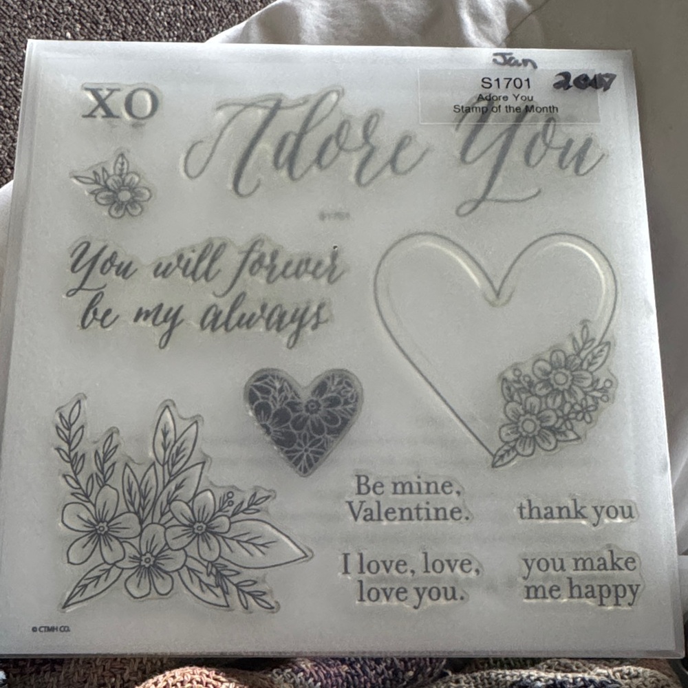 Adore You Clear Stamp Set - Floral Heart Valentine Designs (White/Clear)
